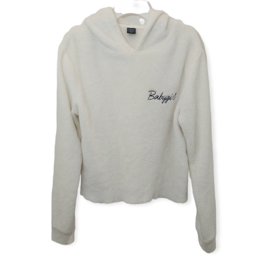 Cold Crush Size Medium Hoodie White Cropped Pullover Babygirl Long Sleeve